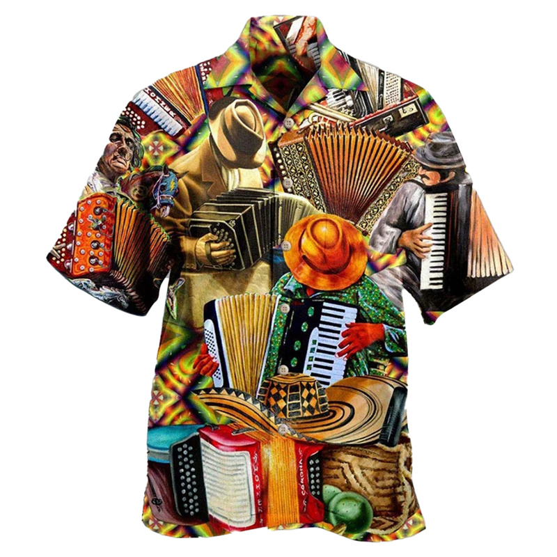 3D Printing Guitar - Guitar Music Graphic Hawaiian Shirt For