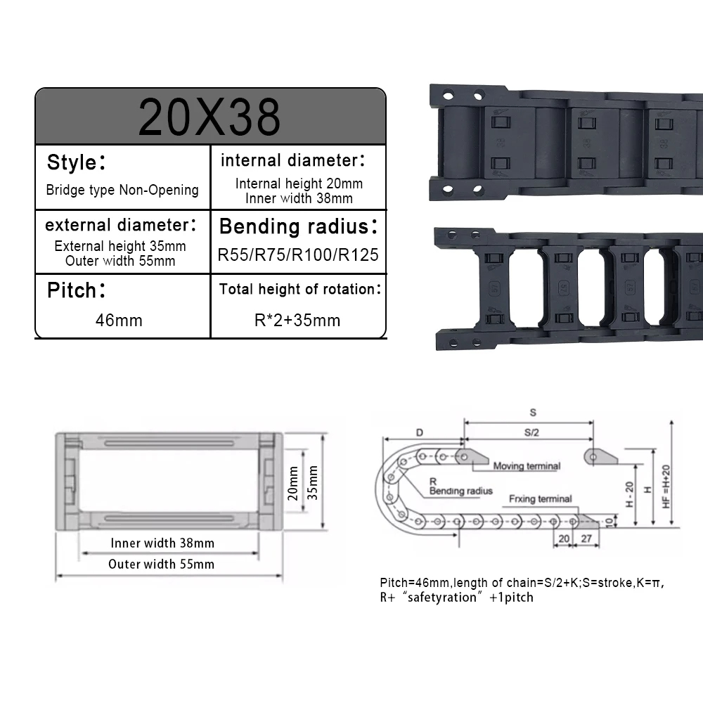 MHCNC R55-R125 Enclosed Cable  - огляд і ціна 3D Printer Cable Chain