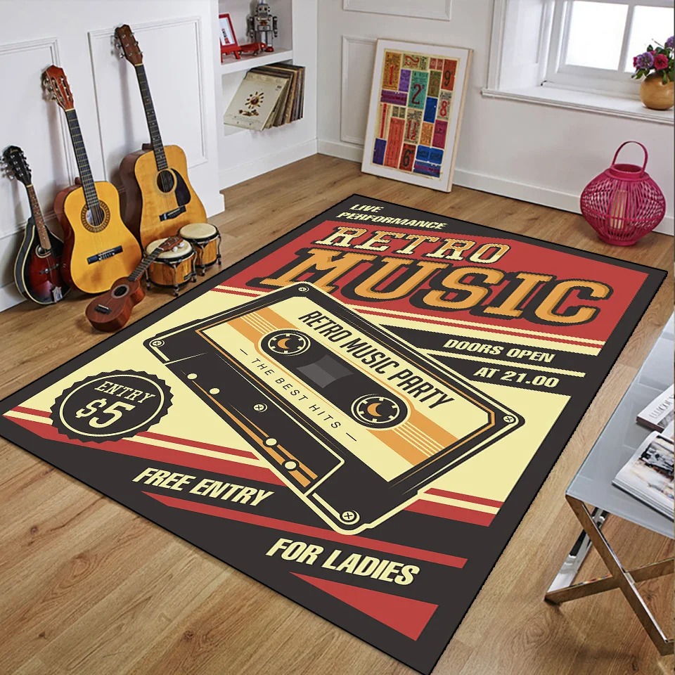 Retro Music Rugs for Bedroom D - огляд і ціна 3D Printing Guitar