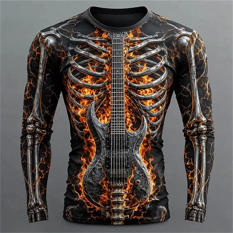 New Men's Long-Sleeve T-Shirt  - огляд і ціна 3D Printing Guitar